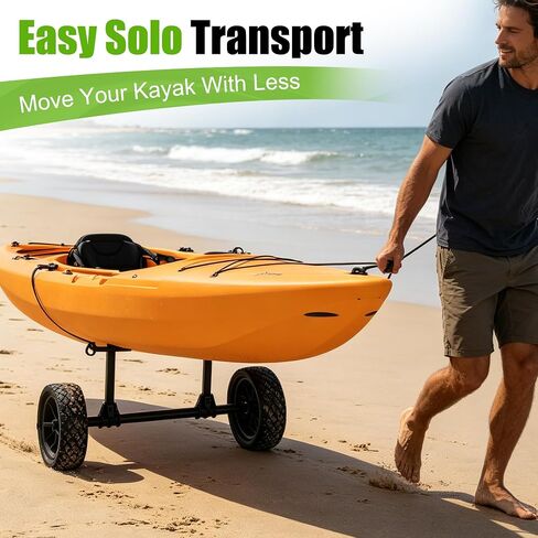 Kayak Cart with 8" Kayak Wheels, 300 LBS Load Capacity Lightweight Aluminium Kayak Trailer with Adjustable Width, Rubber Pads and Rubber Sleeves, for Kayak and Fishing Kayak Transport in Kuwait