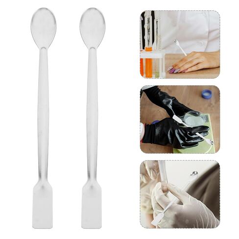 FRCOLOR 10pcs Stainless Steel Dual-Ended Precision Sampling Spoons with Flat and Rounded Ends, 16cm Square Tail Bead Scooper Set for Laboratory Mixing and Sample Handling in Kuwait