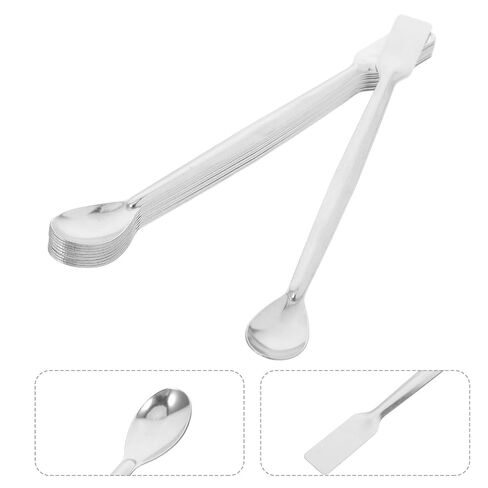 FRCOLOR 10pcs Stainless Steel Dual-Ended Precision Sampling Spoons with Flat and Rounded Ends, 16cm Square Tail Bead Scooper Set for Laboratory Mixing and Sample Handling in Kuwait