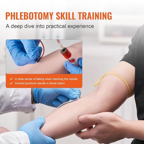 VEVOR 12 PCS Phlebotomy Practice Kit, IV Venipuncture Intravenous Training, High Simulation IV Practice Arm Kit with Carrying Bag, Practice and Perfect IV Skills, for Students Nurses and Professionals in Kuwait
