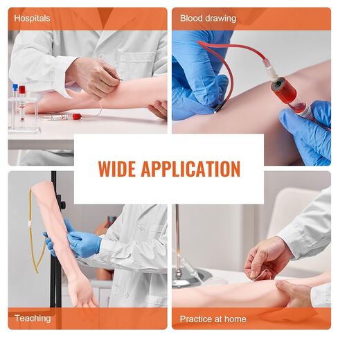 VEVOR 12 PCS Phlebotomy Practice Kit, IV Venipuncture Intravenous Training, High Simulation IV Practice Arm Kit with Carrying Bag, Practice and Perfect IV Skills, for Students Nurses and Professionals in Kuwait