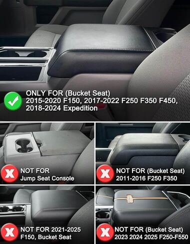 غطاء ذراع CBH Center Center Cover for F150 2015-2020 ، F250 F350 F450 F550 2017-2022 ، Ford Expedition 2018-2024 ، Polyester Protector ، Black (Console Console Seat فقط) in Kuwait