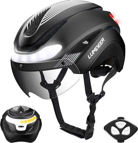 LUMDEER Smart E Bike Helmet with LED Lights | CPSC & NTA-8776 Certified | Front & Rear Turn Signals | ضوء الفرامل الأوتوماتيكي | النظارات الحرارية الضوئية | Class 3 E-Bikes, Commuter for Adults Men Women in Kuwait