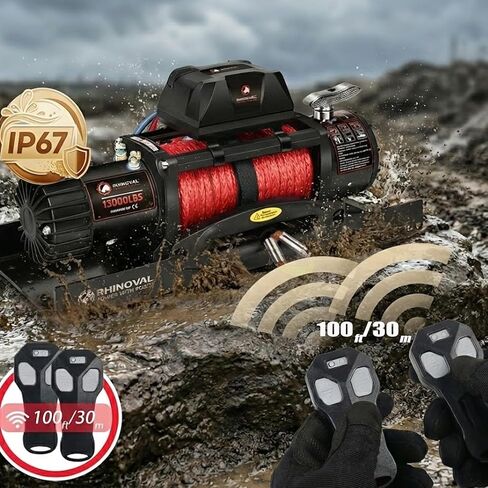 13000lb Winch and Mount Plate Bundle: Synthetic Rope, Wireless Remote, Raised Bolt Pattern Mounting Plate in Saudi Arabia