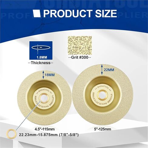 Dia115/125mm Diamond Cutting Grinding Cup Wheel Brazed Dekton Ceramic Tile Sanding Disc Porcelain Marble Cutter Plate(Dia 115mm,2Pcs) in Kuwait