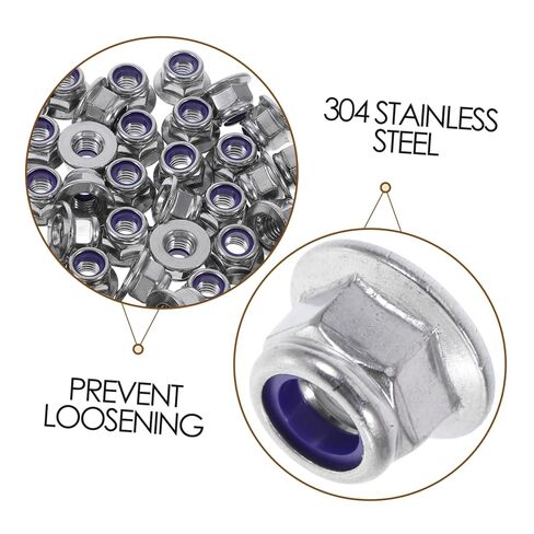 50pcs Self-Locking Nylon Inserted Lock Nuts Stainless Steel Fasteners for Hardware in Kuwait