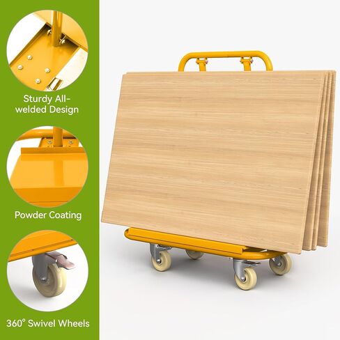 AUTOSAVER88 3000lbs Heavy Duty Drywall Cart, Drywall Sheet Cart, Heavy Duty Panel Dolly with 360° Swivel Wheels for Wall Panel, Sheetrock, Wood Panel, Ideal for Garage, Warehouse(45.3"L×22.4"W×46"H) in Kuwait