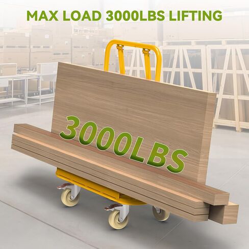 AUTOSAVER88 3000lbs Heavy Duty Drywall Cart, Drywall Sheet Cart, Heavy Duty Panel Dolly with 360° Swivel Wheels for Wall Panel, Sheetrock, Wood Panel, Ideal for Garage, Warehouse(45.3"L×22.4"W×46"H) in Kuwait