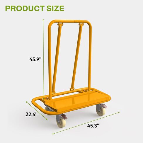 AUTOSAVER88 3000lbs Heavy Duty Drywall Cart, Drywall Sheet Cart, Heavy Duty Panel Dolly with 360° Swivel Wheels for Wall Panel, Sheetrock, Wood Panel, Ideal for Garage, Warehouse(45.3"L×22.4"W×46"H) in Kuwait