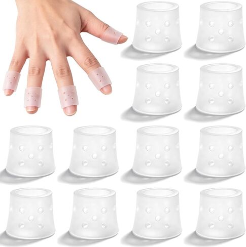 SmallCat 12 Pcs Silicone Finger Cots, Breathable Finger Protector with Air Holes, Clear Finger Covers Cuticle Protection Guard for Stop Nail Biting Skin Picking in Kuwait
