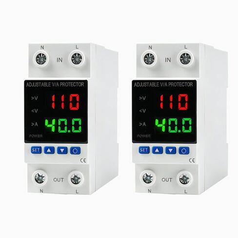 Voltage Protector, AC 110V 220V/DC 80-300V, 1-40A Adjustable Smart Circuit Breaker, Over Voltage & Under Voltage Cut Off, DIN Rail Mount in Kuwait