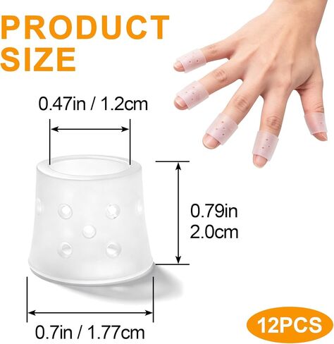 SmallCat 12 Pcs Silicone Finger Cots, Breathable Finger Protector with Air Holes, Clear Finger Covers Cuticle Protection Guard for Stop Nail Biting Skin Picking in Kuwait