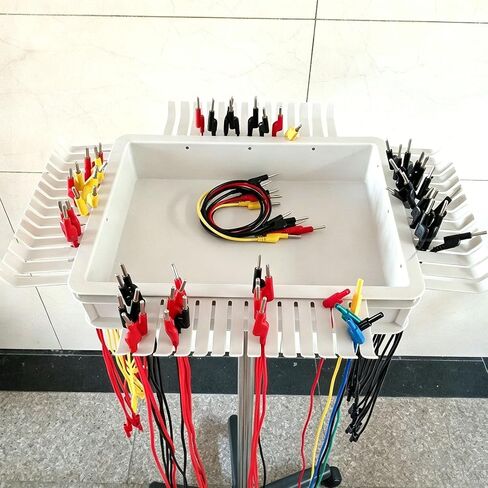 Cable Organizer Storage Cart for Jumper Wires, Movable Test Lead Stand with 5 Smooth Rolling Wheels, Efficient Cable Management Rack for School Labs in Kuwait