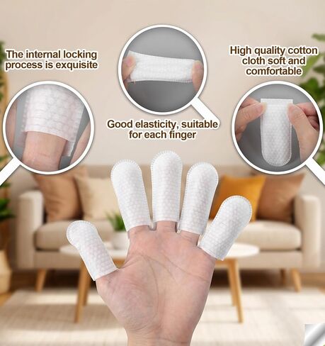 100Pcs Cotton Finger Cots, Finger Gauze Non-Woven Fabric Breathable, Disposable Finger Covers for Nail Care Wound Protection Pet Ear Cleaning(White) in Kuwait