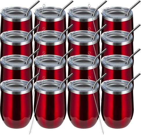 أكواب نبيذ MEWAY Stemless سعة 12 أونصة مع غطاء - كوب سفر من الفولاذ المقاوم للصدأ معزول بجدار مزدوج مع شفاطة، للنساء أقل من 10 دولارات (أبيض، 1) in Kuwait