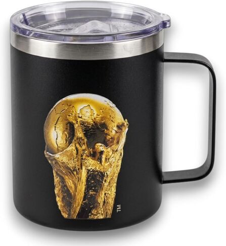 Official FIFA World Cup 2026 16oz Insulated Travel Coffee Mug with Handle – Stainless Steel Double-Wall Vacuum Tumbler (Keeps Drinks Hot 12 Hrs) – "We Are 26" Gold Trophy Design for Soccer Fans in Kuwait