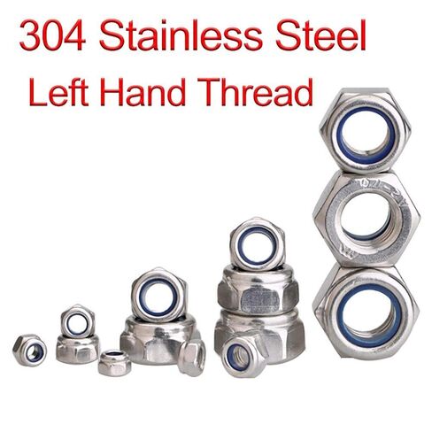 Hexagonal nut， Hardware Nuts，Hex Nuts，M6 Left Hand Thread Hex Nylon Insert Lock Nut 304 Stainless Steel Reverse Hexagon Self-Locking Nylock Locknut in Saudi Arabia