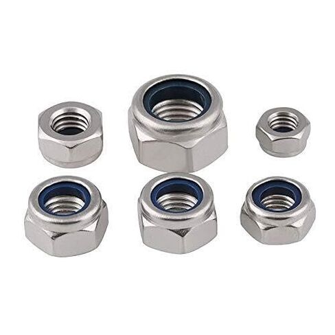 Hexagonal nut， Hardware Nuts，Hex Nuts，M6 Left Hand Thread Hex Nylon Insert Lock Nut 304 Stainless Steel Reverse Hexagon Self-Locking Nylock Locknut in Saudi Arabia