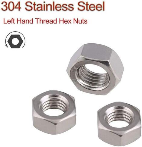 Hexagonal nut， Hardware Nuts，Hex Nuts，4pcs Metric Left Hand Thread Hex Nut M10 304 Stainless Steel Reverse Hexagon Nuts Tooth in Saudi Arabia
