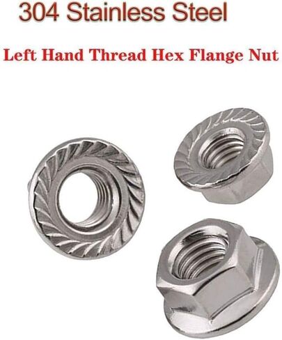 Hexagonal nut， Hardware Nuts，Hex Nuts，100pcs M5 Left Hand Thread Hex Serrated Flange Nut 304 Stainless Steel Reverse Hexagon Spinlock Nuts in Saudi Arabia