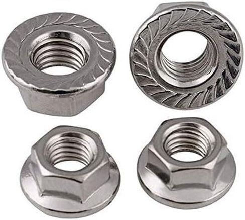 Hexagonal nut， Hardware Nuts，Hex Nuts，100pcs M5 Left Hand Thread Hex Serrated Flange Nut 304 Stainless Steel Reverse Hexagon Spinlock Nuts in Saudi Arabia