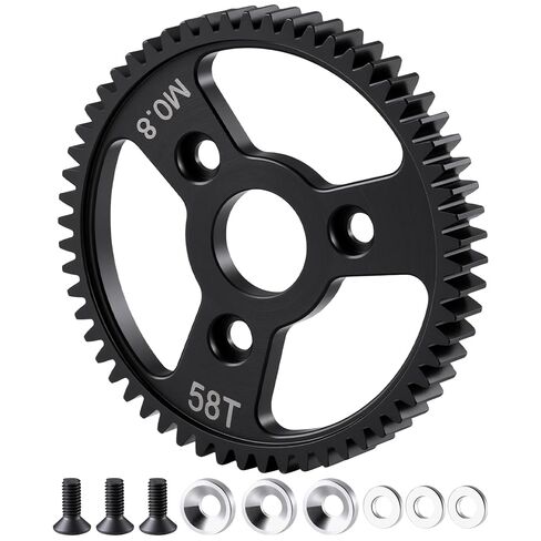 Steel Spur Main Gear 0.8M 32P 54T 56T 58T for 1/10 Tra-xxas Slash Platinum Rustler Stampede 4x4 VXL 2WD Jato Rally E-REVO Summit T-Maxx & Arrma RC ترقية السيارة (54T) in Kuwait