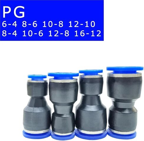 10Pcs PG Unequal Diameter Air Tube Fitting Straight Union One Touch Push In Pneumatic Connectors(PG10-6 (10PCS)) in Saudi Arabia