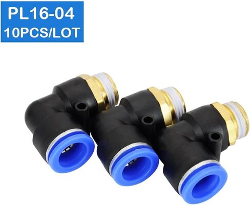 10Pcs L Shaped PT 1/2 Inch Male Threaded To 16mm Tubing Pneumatic Quick Fitting PL16-04 in Kuwait