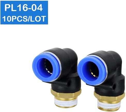 10Pcs L Shaped PT 1/2 Inch Male Threaded To 16mm Tubing Pneumatic Quick Fitting PL16-04 in Kuwait