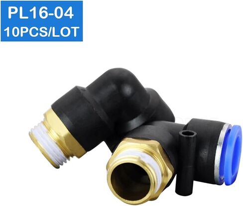 10Pcs L Shaped PT 1/2 Inch Male Threaded To 16mm Tubing Pneumatic Quick Fitting PL16-04 in Kuwait