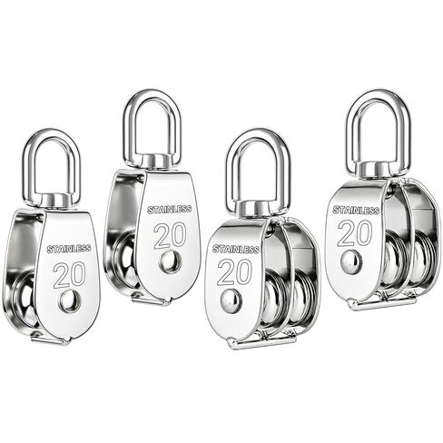 4PCS M20 Heavy Duty Rope Pulley Block | 304 Stainless Steel Heavy Duty Lifting Crane Swivel Hook For Hanging Wire and Crane Operations in Kuwait