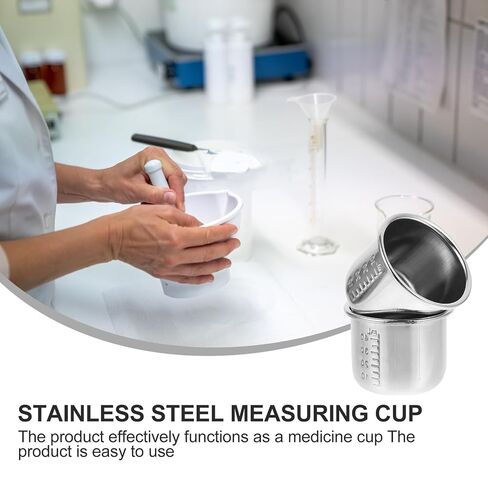 ULTECHNOVO 4pcs Stainless Steel Medicine Cups with Graduated Scale 40ml Each, 201 304 Stainless Steel Measuring Cups for Liquid Medication, Hospital Use, Sturdy Medication Measuring Tool in Kuwait