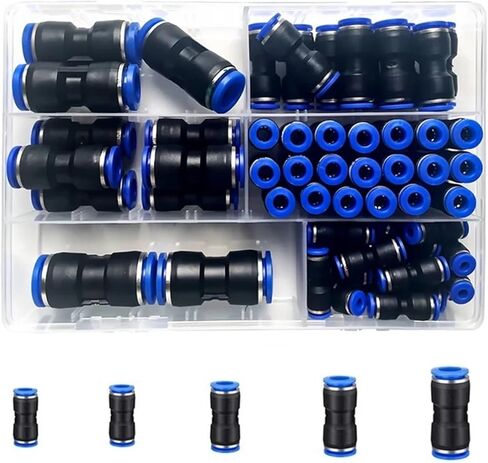 PU Boxed Set Air Straight Pneumatic Fittings PU Series Water Pipes Quick Release Connector Plastic Hose Couplings PU 4 6 8 10mm(C kit (100pcs)) in Kuwait