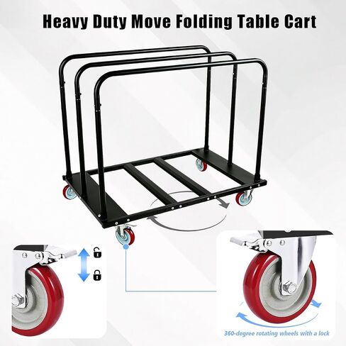 Heavy Duty Move Folding Table Cart, 1800 LBS with 5" Swivel Wheels-Drywall Dolly Cart, 10 Table Capacity for Party, Event, Hotel, Furniture, Factory, Warehouse in Kuwait