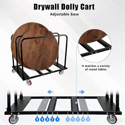 Heavy Duty Move Folding Table Cart, 1800 LBS with 5" Swivel Wheels-Drywall Dolly Cart, 10 Table Capacity for Party, Event, Hotel, Furniture, Factory, Warehouse in Kuwait
