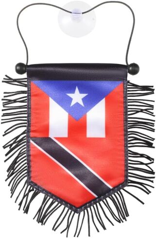 Puerto Rico & Trinidad Flag Car Mirror Hanging Accessory – Double-Sided Rearview Mirror Banner for Car, Home, or Office Décor in Kuwait