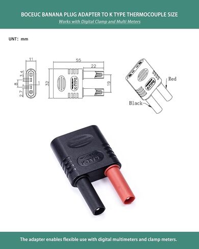 Thermocouple Adapter, Type-K to Dual 4 mm Banana Plug, 30 V AC, 60 V DC in Kuwait