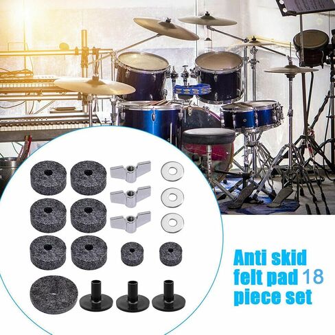 18pcs Cymbal Accessories Wing Nut Cymbal Felt High Hat Clutch Felt For Drum YUBJIANG in Kuwait