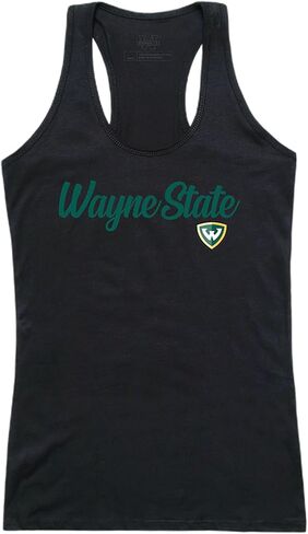 تي شيرت نسائي بدون أكمام من Wayne State University Warriors - أسود، مقاس كبير in Kuwait
