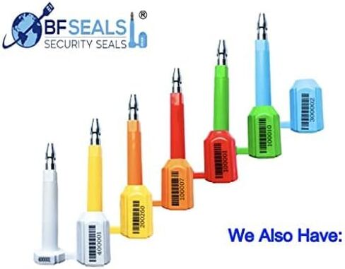 أختام الكابلات الفولاذية BFSeals مرقمة بالباركود 12 بوصة، 20 قطعة، ختم كابل فولاذي مجلفن برباط أمان أزرق مع سلك (3/32 بوصة) أو (2.4 مم)، BFSEALS شحن مجاني وسريع in Kuwait