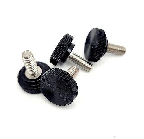 10-24 x 1/2" Knurled Thumb Screw Bolts with Black Round Clamping Knob #10 Stainless Steel (Pack Size: 12 Pack) in Kuwait