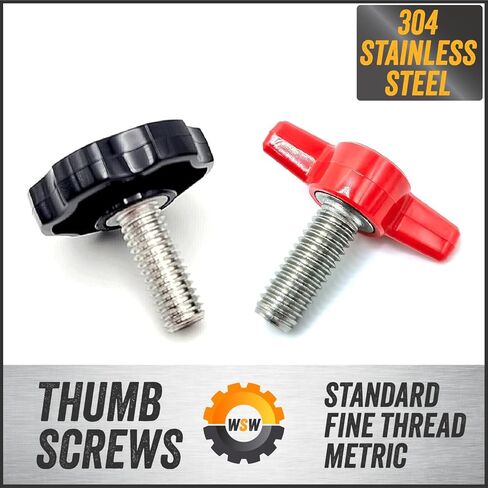 10-24 x 1/2" Knurled Thumb Screw Bolts with Black Round Clamping Knob #10 Stainless Steel (Pack Size: 12 Pack) in Kuwait