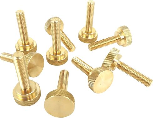 10 عبوات من مسامير الإبهام المخرشة المصنوعة من النحاس الصلب مقاس 3/8-16 × 1-1/2 بوصة مع أكتاف مستقيمة وخيوط اليد اليمنى SAE طرف مسطح غير مطلي (خيوط طويلة 3/8-16 × 1-1/2 بوصة) in Kuwait