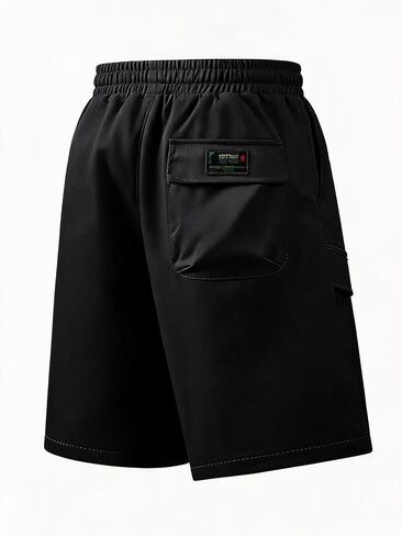 Men's Drawstring Athletic Shorts, Casual Relaxed Fit Shorts with Diagonal Stitching in Kuwait