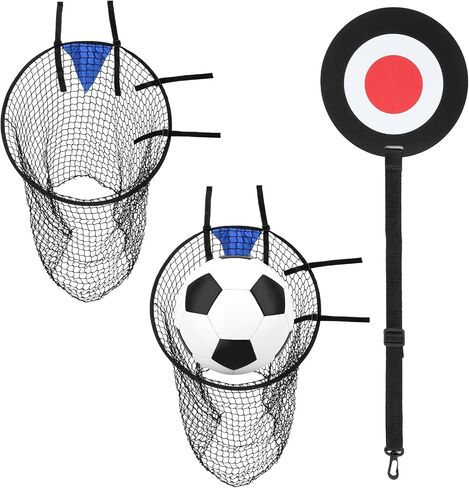 2 Pcs Soccer Training Net with 1 Pcs Target, 22 inch Top Bins Soccer Target Goal for Goal Training Easy to Attach Detach Ball Top Bin for Football Shooting Accuracy Practice Equipment Trainer Gift in Kuwait