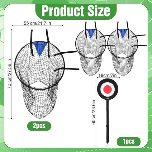 2 Pcs Soccer Training Net with 1 Pcs Target, 22 inch Top Bins Soccer Target Goal for Goal Training Easy to Attach Detach Ball Top Bin for Football Shooting Accuracy Practice Equipment Trainer Gift in Kuwait