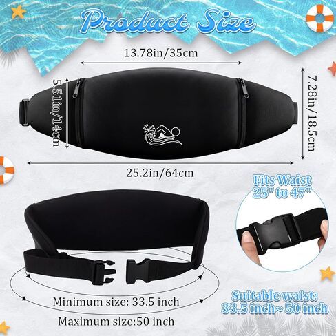 Outus Swim Belt for Adults Flotation Swimming Belt Pool Floaties for Water Aerobics Adjustable Swim Belts with Zippered Pocket for Beginner Safety Training Pool Exercise, Fits Waist 22.5" to 50" in Kuwait