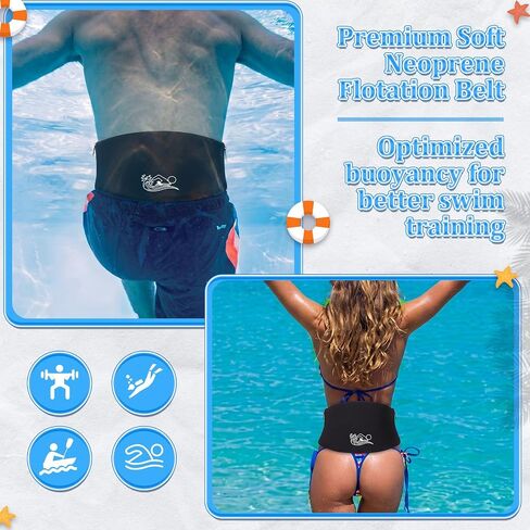 Outus Swim Belt for Adults Flotation Swimming Belt Pool Floaties for Water Aerobics Adjustable Swim Belts with Zippered Pocket for Beginner Safety Training Pool Exercise, Fits Waist 22.5" to 50" in Kuwait