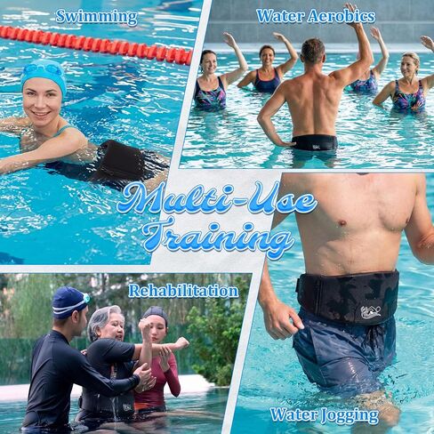 Outus Swim Belt for Adults Flotation Swimming Belt Pool Floaties for Water Aerobics Adjustable Swim Belts with Zippered Pocket for Beginner Safety Training Pool Exercise, Fits Waist 22.5" to 50" in Kuwait