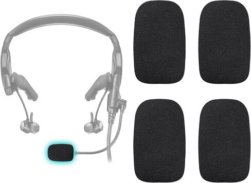 غطاء ميكروفون 4 قطع من SOULWIT لـ Bose ProFlight 1/2 - أسود | لسلسلة سماعات الطيران ProFlight 1/2 in Kuwait